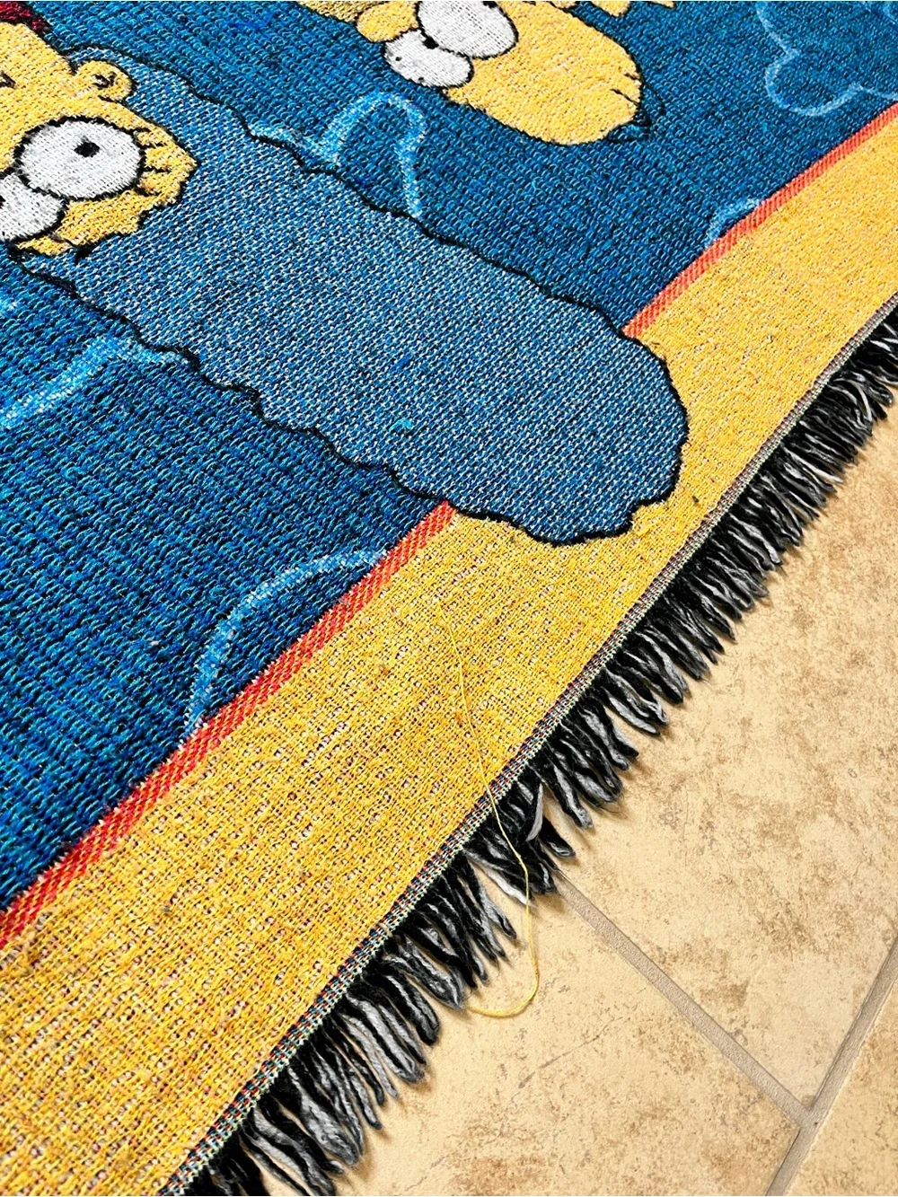 Vintage 90s The Simpsons Woven Throw Blanket Tapestry Couch Afghan 58x46 by Bart - Picture 6 of 12